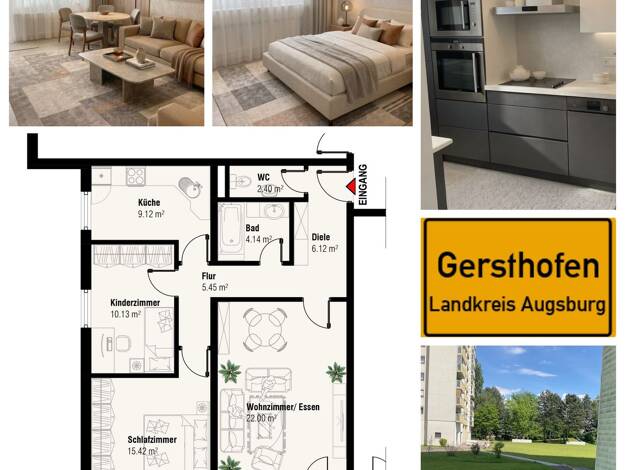 Wohnung zum Kauf 324.000 € 3 Zimmer 78 m² 5. Geschoss frei ab 30.12.2026 Gersthofen Gersthofen 86368