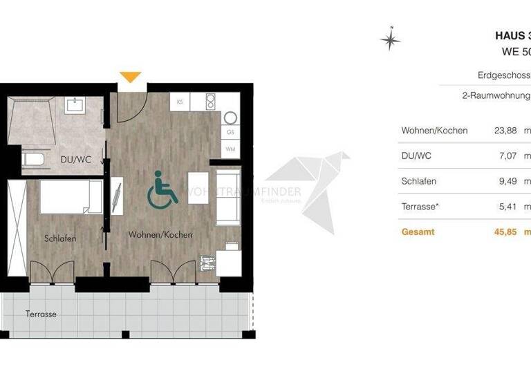 Wohnung zur Miete - Erstbezug 654 € 2 Zimmer 45,9 m² EG Unritzstraße 38 Rabenstein Chemnitz 09117