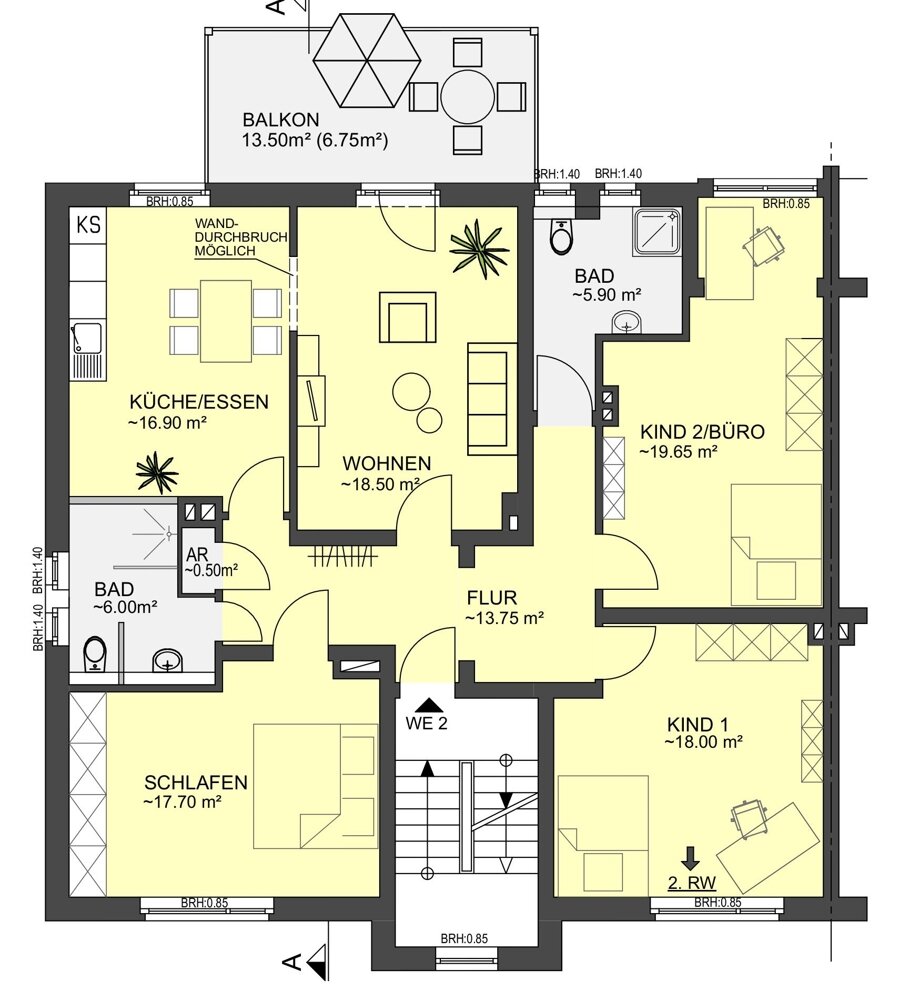 Wohnung zum Kauf 397.000 € 4 Zimmer 125 m²<br/>Wohnfläche 1.<br/>Geschoss Fulerum Essen 45149