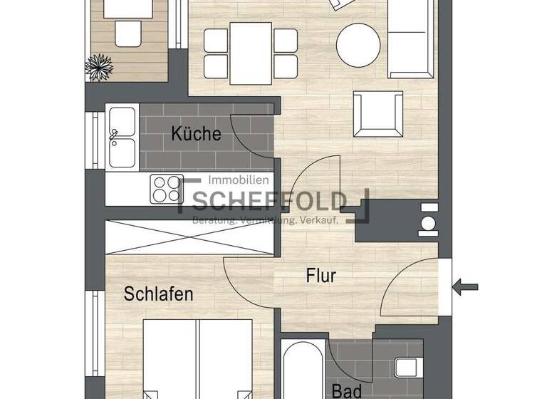 Wohnung zum Kauf 154.900 € 2,5 Zimmer 50,3 m²<br/>Wohnfläche EG<br/>Geschoss Laupheim Laupheim 88471