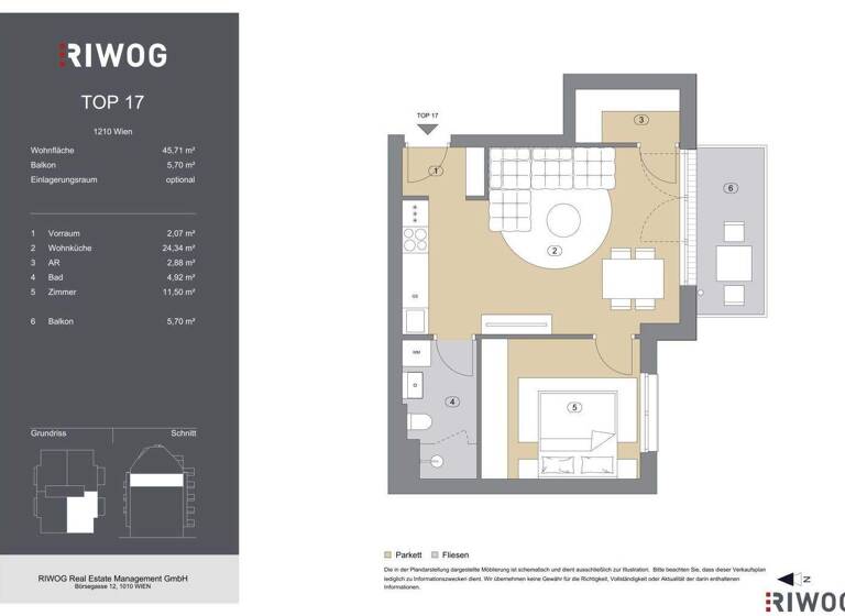 Wohnung zum Kauf - Erstbezug 299.000 € 2 Zimmer 45,7 m² 4. Geschoss Bahnsteggasse 4 Wien 1210