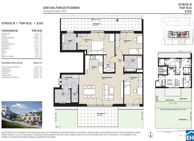 Wohnung zur Miete - Erstbezug 1.529 € 4 Zimmer 109,2 m² 2. Geschoss Hauptstraße Kaltenleutgeben 2391