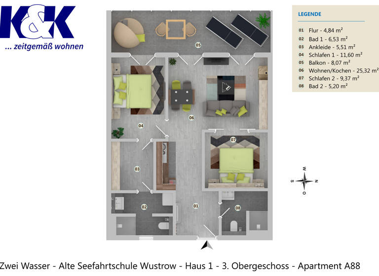 Wohnung zum Kauf 419.000 € 3 Zimmer 76,4 m²<br/>Wohnfläche 4.<br/>Geschoss Direktor-Schütz-Weg 15 Wustrow 18347