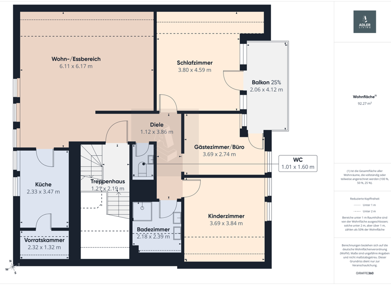 Wohnung zum Kauf 299.000 € 4 Zimmer 92 m² 2. Geschoss Benningen am Neckar 71726