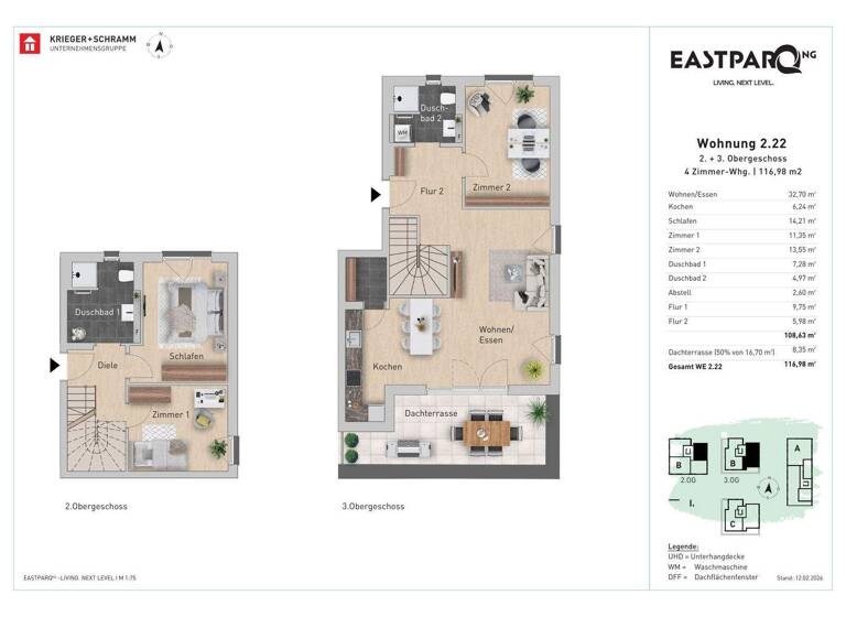 Wohnung zum Kauf - Erstbezug 990.000 € 4 Zimmer 117 m² 2. Geschoss Dieburger Str. 12 e Sachsenhausen Frankfurt am Main 60599