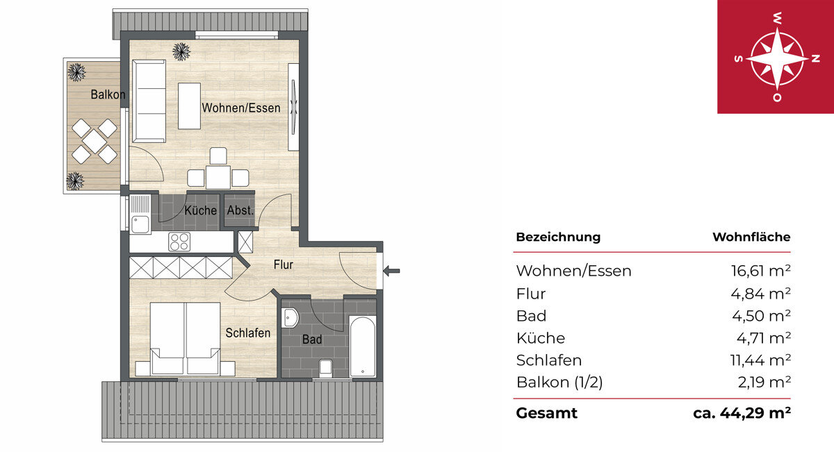 Wohnung zum Kauf 375.000 € 2 Zimmer 44 m²<br/>Wohnfläche Blumenau München 80689