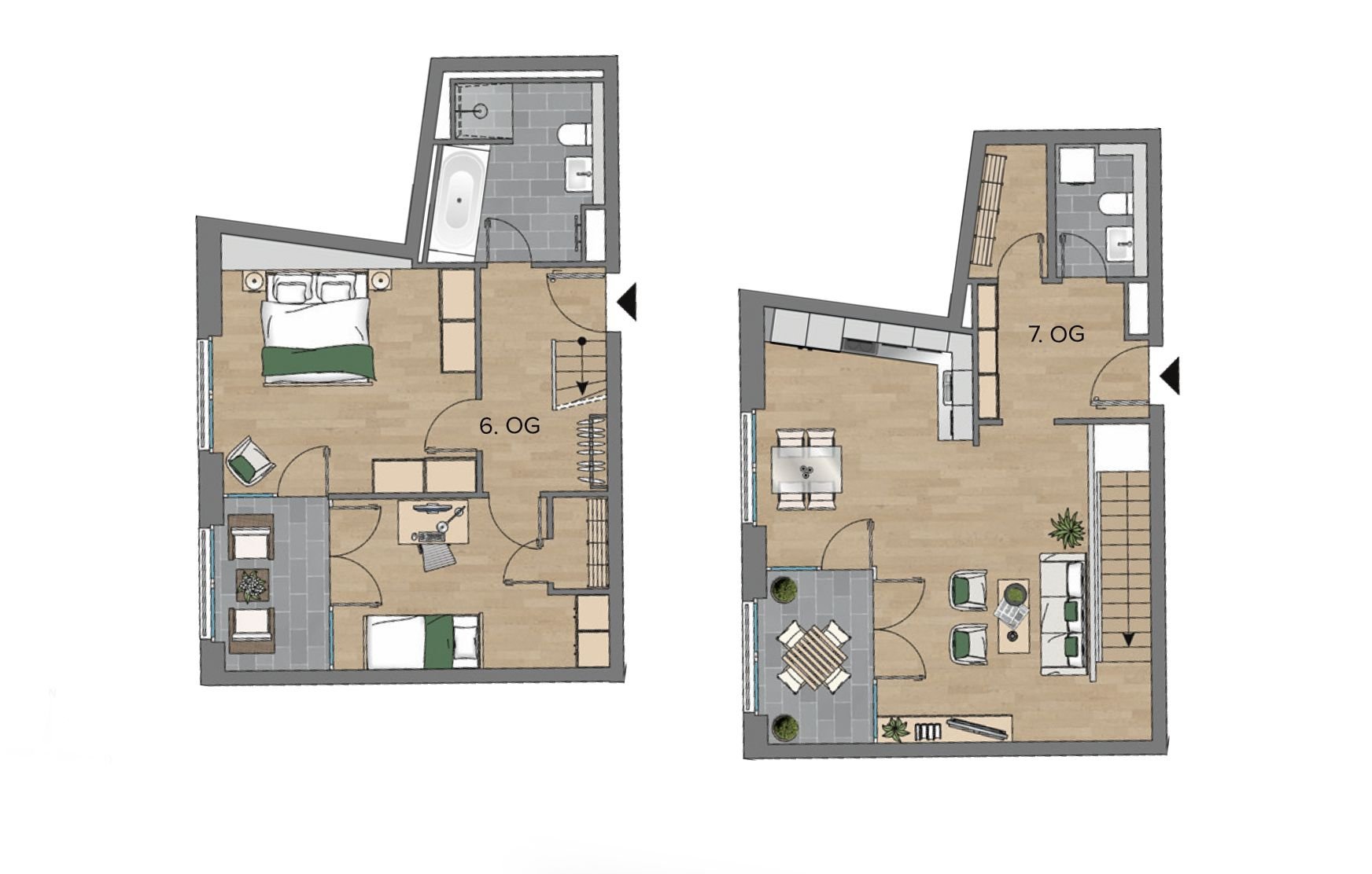 Maisonette zur Miete 1.450 € 3 Zimmer 102,7 m²<br/>Wohnfläche 6.<br/>Geschoss ab sofort<br/>Verfügbarkeit Freiberger Straße 1 Wilsdruffer Vorstadt (Jagdweg) Dresden 01067