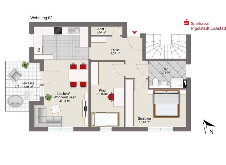 Wohnung zum Kauf provisionsfrei 445.000 € 3 Zimmer 70,7 m² Ringsee Ingolstadt 85053