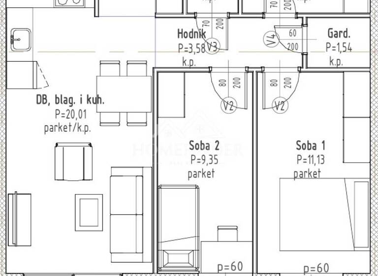 Wohnung zum Kauf 193.502 € 3 Zimmer 62 m² 1. Geschoss Gradici, Velika Gorica - Okolica Velika Gorica