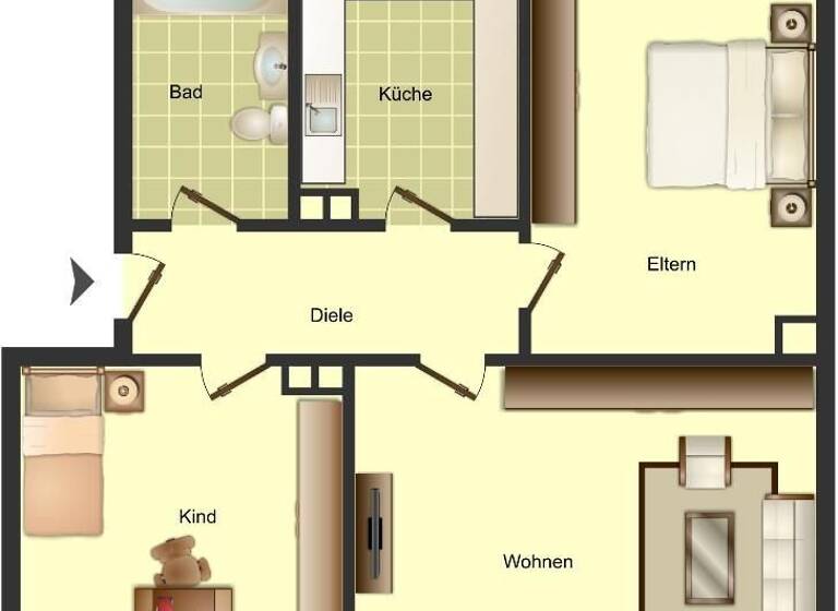 Wohnung zur Miete 504 € 2 Zimmer 64 m²<br/>Wohnfläche EG<br/>Geschoss 30.04.2025<br/>Verfügbarkeit Berliner Straße 52 Püsselbüren Ibbenbüren 49479