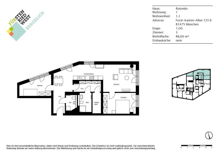 Studio zur Miete - Erstbezug 1.760 € 3 Zimmer 88 m² 1. Geschoss Forst-Kasten-Allee 123b Thalk.Obersendl.-Forsten-Fürstenr.-Solln München 81475