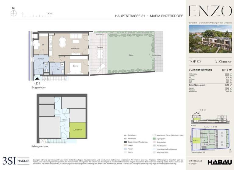 Wohnung zum Kauf - Erstbezug 479.452 € 2 Zimmer 63,2 m² EG Hauptstraße 31 Maria Enzersdorf 2344