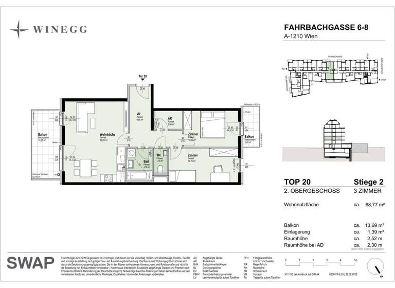 Wohnung zum Kauf - Erstbezug 453.200 € 3 Zimmer 68,8 m² 2. Geschoss Fahrbachgasse 6-8 Wien 1210