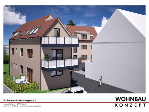 Wohnung zum Kauf - Erstbezug provisionsfrei 308.000 € 2 Zimmer 60 m² Geschoss EG/3 frei ab 30.11.2027 Ernst-Thälmann-Straße 8 Lobeda Jena 07747