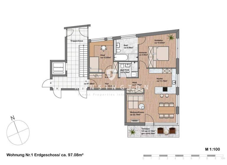 Wohnung zum Kauf - Erstbezug 907.700 € 3 Zimmer 97,1 m² EG Gauting 82131