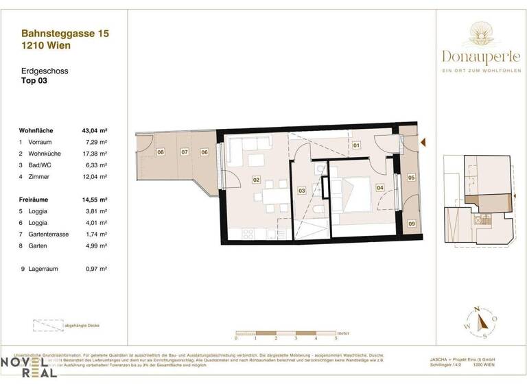 Wohnung zum Kauf - Erstbezug 329.000 € 2 Zimmer 51,8 m² EG Wien 1210