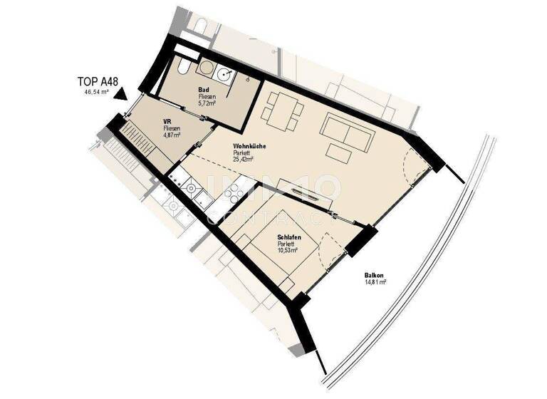 Wohnung zur Miete 448 € 2 Zimmer 46,5 m² 4. Geschoss Straßganger Straße 380 a Straßgang Graz 8054