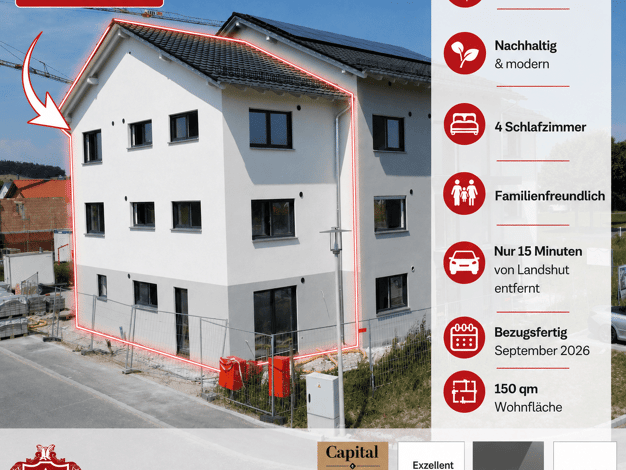 Reihenendhaus zum Kauf - Erstbezug provisionsfrei 599.000 € 5 Zimmer 150,8 m² 197,8 m² Grundstück Bruckbergerau Bruckberg 84079