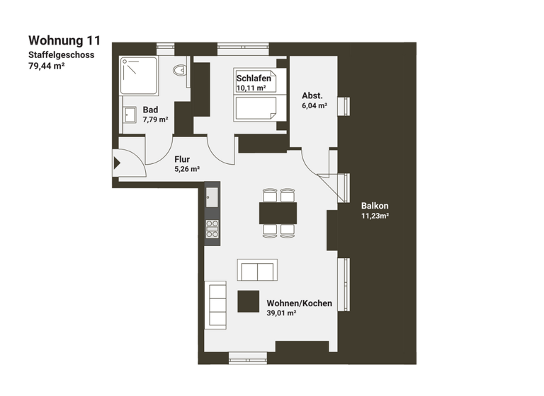 Penthouse zum Kauf - Erstbezug provisionsfrei 297.900 € 2 Zimmer 79,4 m² 2 Geschosse frei ab 01.12.2026 Süderlück 25 Steinbergkirche 24972