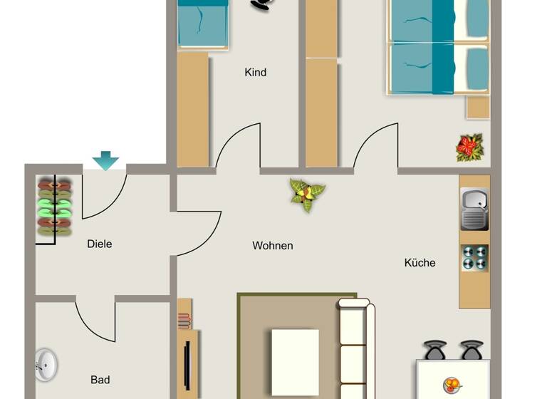 Wohnung zur Miete 522 € 3 Zimmer 55,4 m² EG Harkortstraße 21 Klosterhardt-Süd Oberhausen 46119