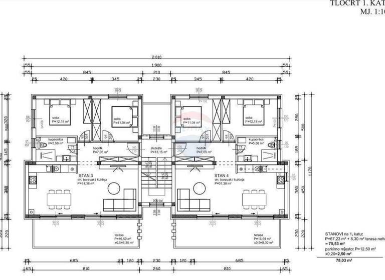 Wohnung zum Kauf 273.000 € 3 Zimmer 78 m² 1. Geschoss Sukosan