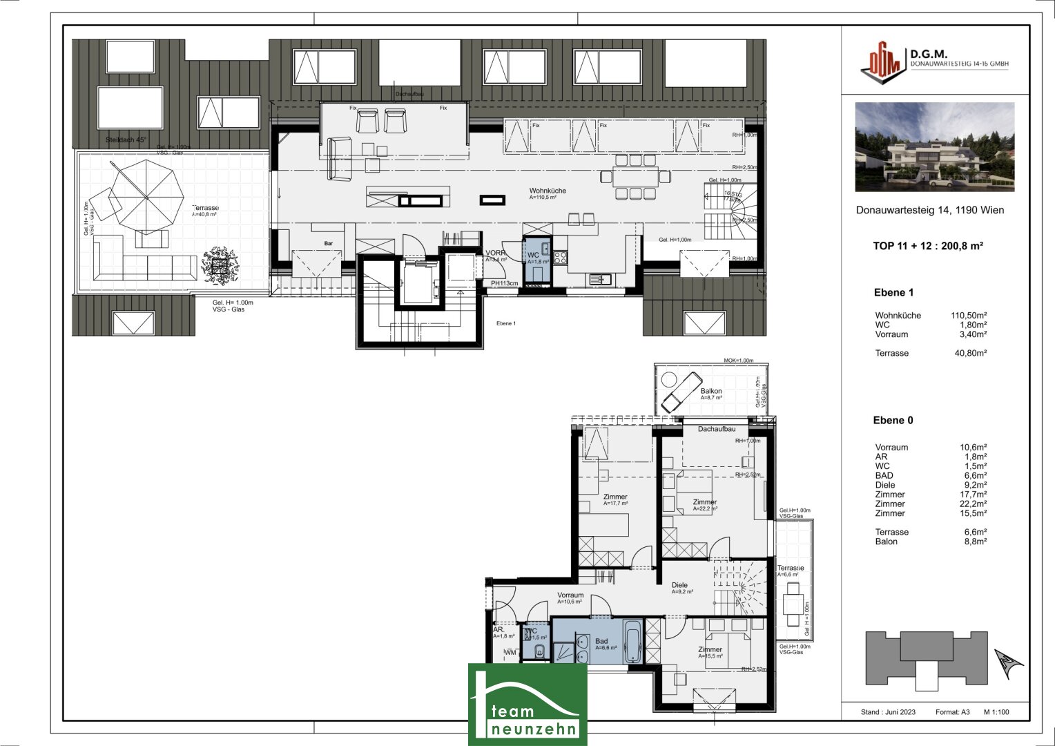 Wohnung zum Kauf 2.088.000 € 5 Zimmer 200,9 m²<br/>Wohnfläche 3.<br/>Geschoss Donauwartesteig 14 Wien 1190