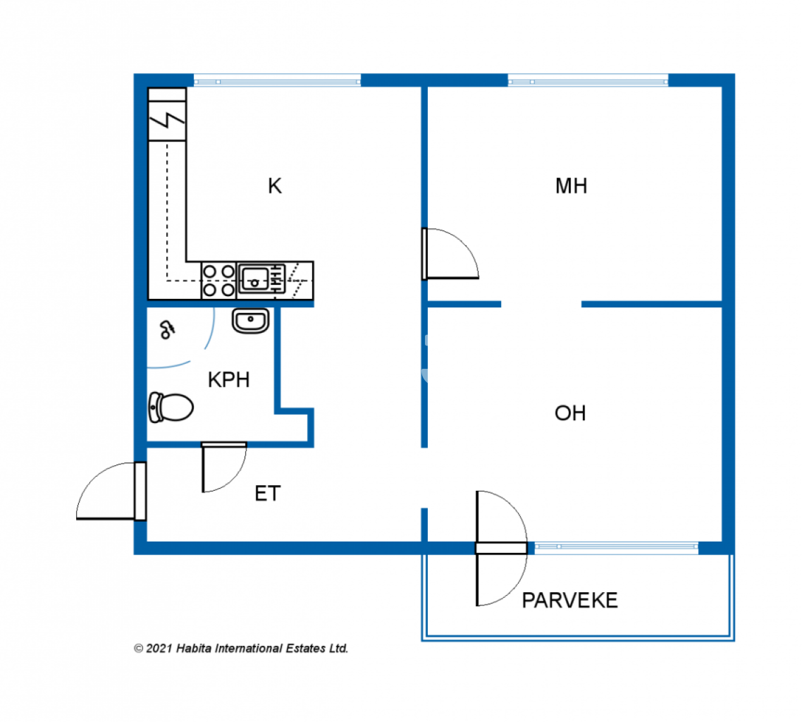 Studio zur Miete 550 € 2 Zimmer 55,5 m²<br/>Wohnfläche 1.<br/>Geschoss Tuulikinkatu 5 Kotka 48700