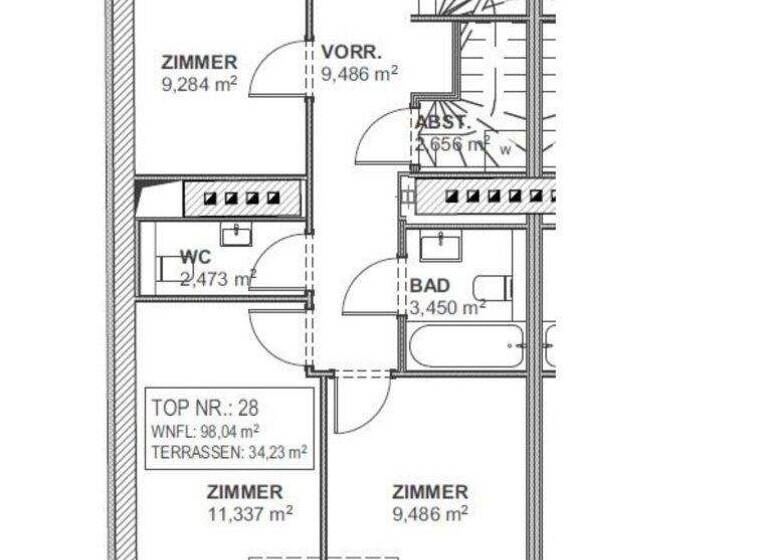Wohnung zur Miete 1.527 € 3 Zimmer 100 m² 4. Geschoss Wien,Neubau 1070