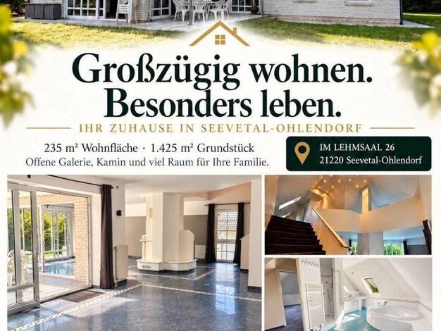 Einfamilienhaus zum Kauf provisionsfrei 695.000 € 6 Zimmer 235 m² 1.425 m² Grundstück frei ab sofort Im Lehmsaal 26 Ohlendorf Seevetal 21220
