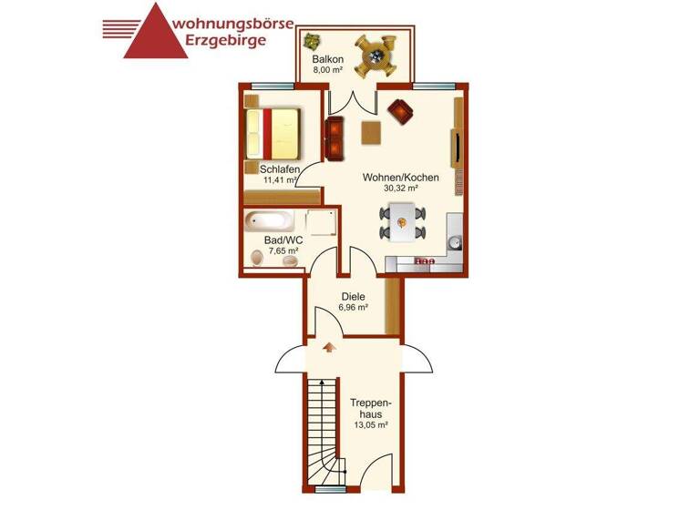 Wohnung zur Miete - Erstbezug 675 € 2 Zimmer 61,3 m² EG frei ab 01.09.2026 Beierfeld Grünhain-Beierfeld 08344