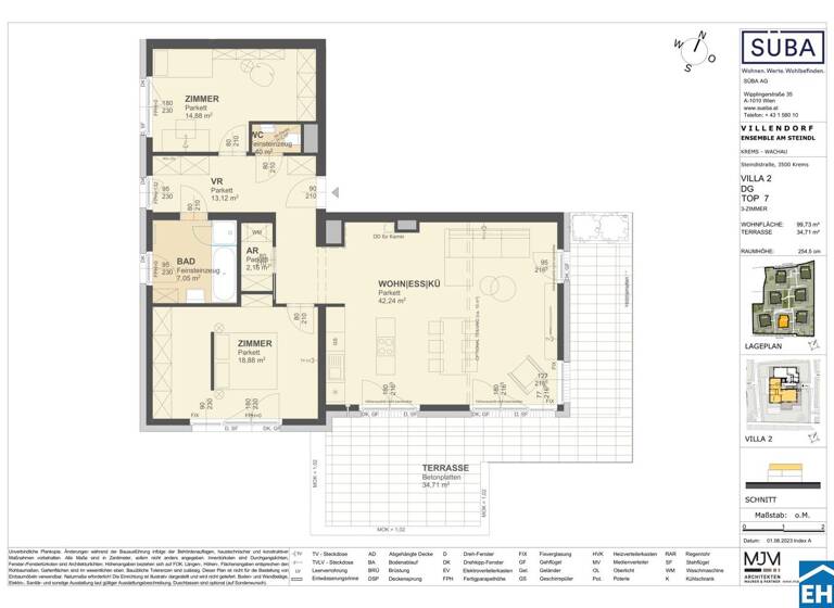 Wohnung zum Kauf - Erstbezug 762.000 € 3 Zimmer 99,7 m² Steindlstraße Krems an der Donau 3500