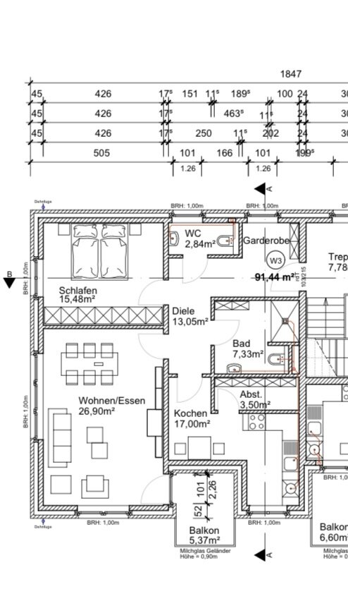 Wohnung zur Miete 1.092 € 2 Zimmer 91 m²<br/>Wohnfläche 1.<br/>Geschoss ab sofort<br/>Verfügbarkeit Gildehauser Damm 11 Epe Gronau 48599