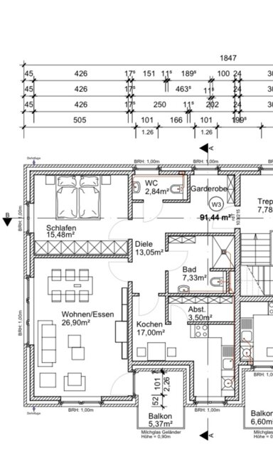 Wohnung zur Miete 1.092 € 2 Zimmer 91 m² 1. Geschoss frei ab sofort Gildehauser Damm 11 Epe Gronau 48599