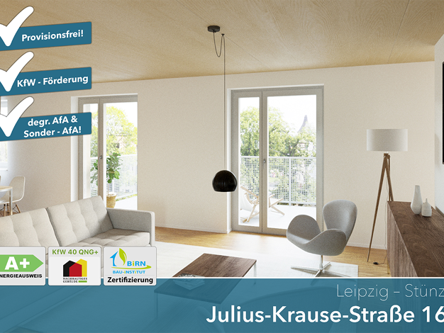Wohnung zum Kauf - Neubau provisionsfrei als Kapitalanlage geeignet 445.968 € 4 Zimmer 97,8 m² Julius-Krause-Straße 16 Sellerhausen-Stünz Leipzig 04318