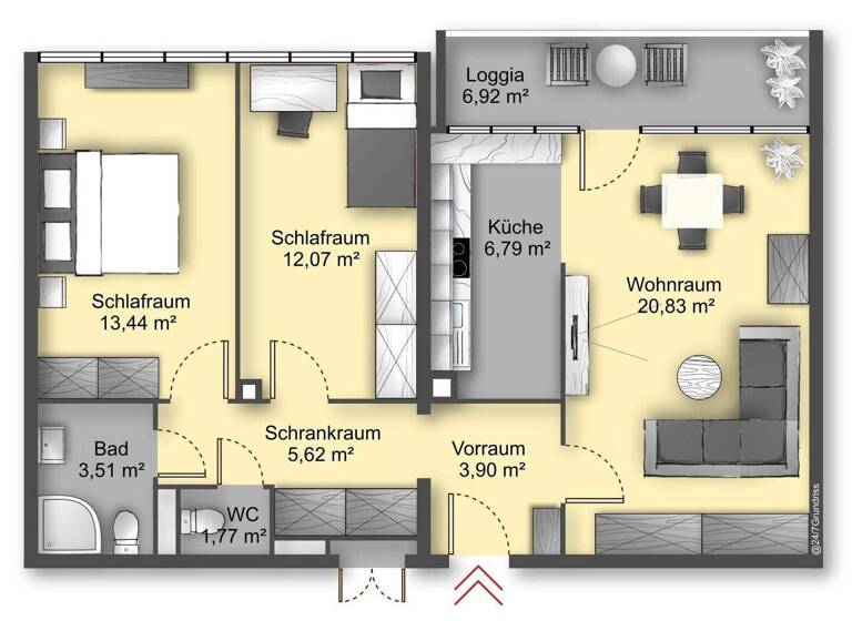 Wohnung zum Kauf 249.000 € 67,3 m² Baden 2500