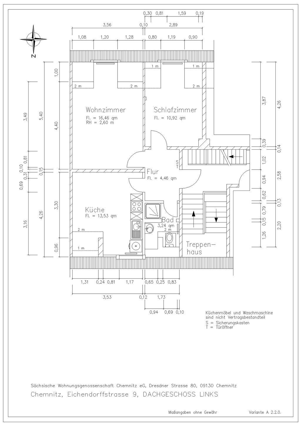 Wohnung zur Miete 282 € 2 Zimmer 48,6 m²<br/>Wohnfläche 2.<br/>Geschoss Eichendorffstraße 9 Ebersdorf 140 Chemnitz 09131