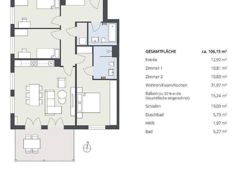 Wohnung zur Miete - Erstbezug 1.539 € 4 Zimmer 106,2 m² 1. Geschoss frei ab 01.03.2026 Locher Str. 25 Wald Solingen 42719
