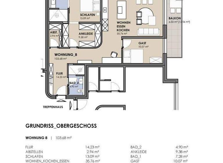 Wohnung zur Miete - Erstbezug 1.400 € 3,5 Zimmer 103,7 m² 1. Geschoss Elsen Paderborn / Elsen 33106
