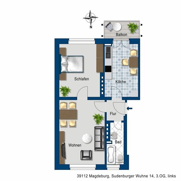 Wohnung zur Miete 314 € 2 Zimmer 58,2 m²<br/>Wohnfläche 3.<br/>Geschoss 23.12.2024<br/>Verfügbarkeit Sudenburger Wuhne 14 Jordanstraße Magdeburg 39112