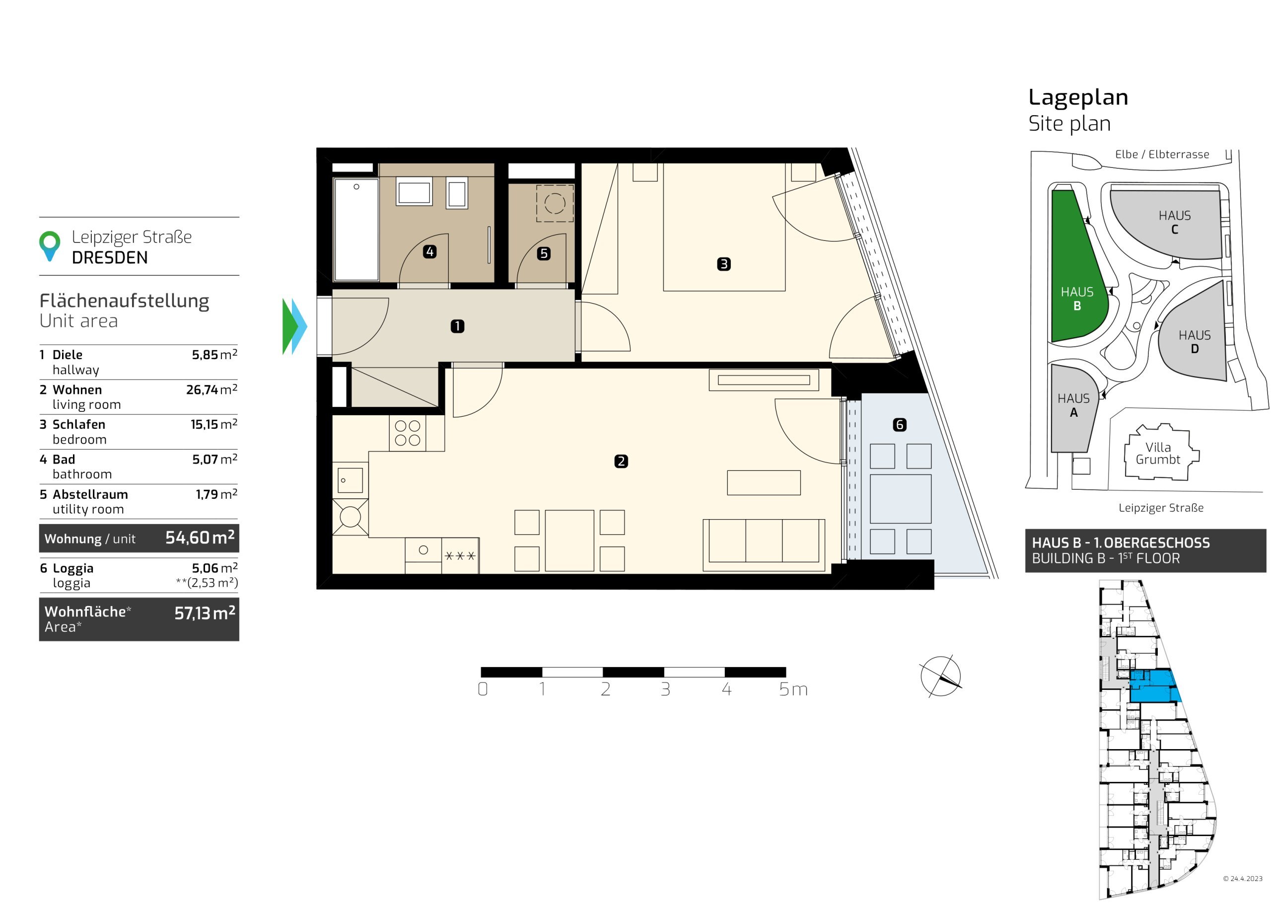 Wohnung zum Kauf provisionsfrei 328.200 € 2 Zimmer 57 m²<br/>Wohnfläche 1.<br/>Geschoss ab sofort<br/>Verfügbarkeit Leipziger Vorstadt (Eisenbahnstr.) Dresden 01127