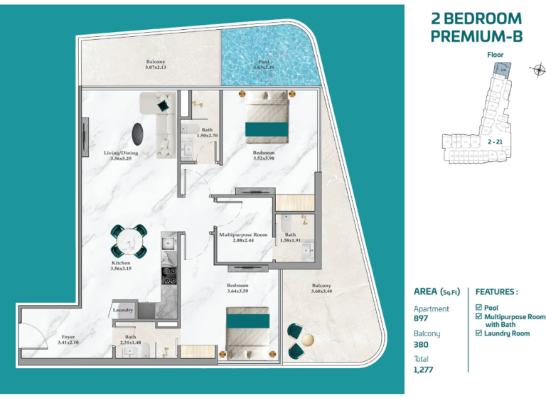 Wohnung zum Kauf - Erstbezug provisionsfrei 1.095.380 € 4 Zimmer 118,6 m² Al Mina Street Dubai
