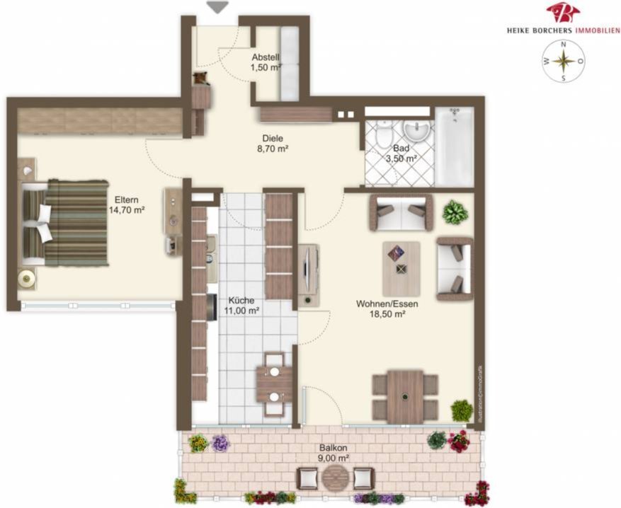 Wohnung zur Miete 1.080 € 2 Zimmer 63 m²<br/>Wohnfläche 4.<br/>Geschoss Unterhaching 82008