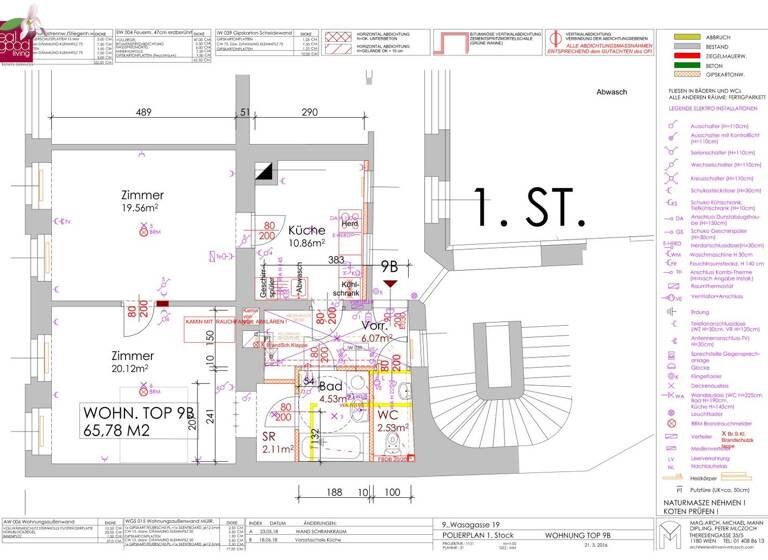 Wohnung zur Miete 1.222 € 2 Zimmer 66 m² 1. Geschoss Wien 1090