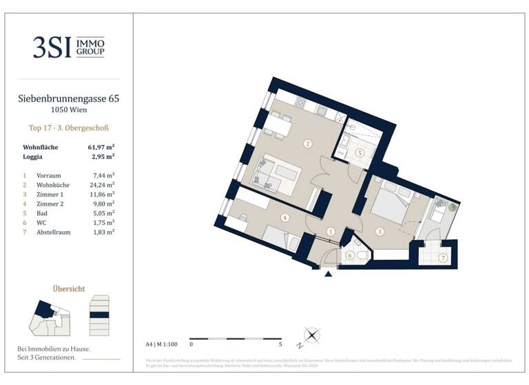 Wohnung zum Kauf - Erstbezug 525.000 € 3 Zimmer 64,9 m² frei ab sofort Wien 1050