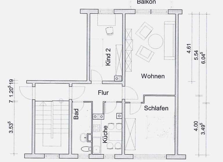 Wohnung zur Miete 382 € 2,5 Zimmer 58,1 m² 1. Geschoss Thomas-Mann-Straße 63 Borna 04552