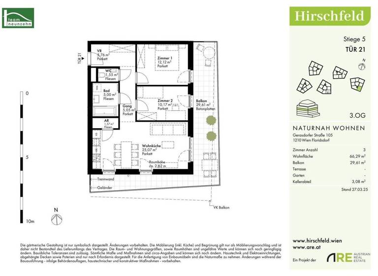 Wohnung zum Kauf - Erstbezug provisionsfrei 380.400 € 3 Zimmer 66,3 m² 3. Geschoss Gerasdorfer Straße 105 Wien 1210