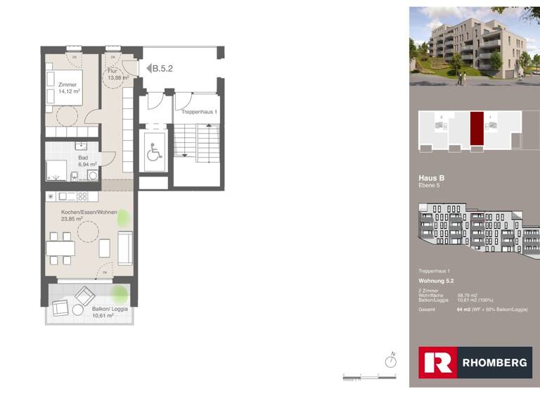Wohnung zum Kauf - Erstbezug 455.000 € 2 Zimmer 64,1 m² Ostrachweg 10 Halde Kempten (Allgäu) 87439