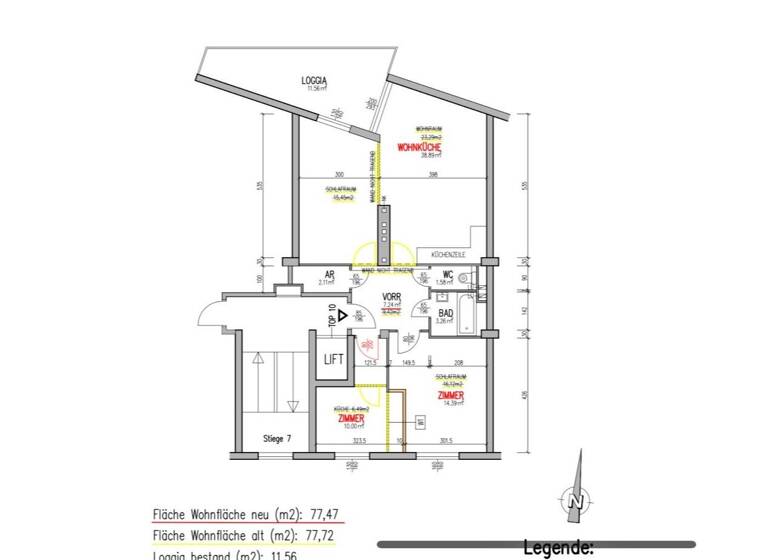 Wohnung zum Kauf 529.000 € 3 Zimmer 77,5 m² 4. Geschoss Wien 1200