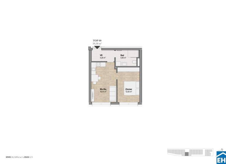 Wohnung zum Kauf - Erstbezug 229.140 € 2 Zimmer 39,4 m² 2. Geschoss Sankt Leonhard Graz 8010