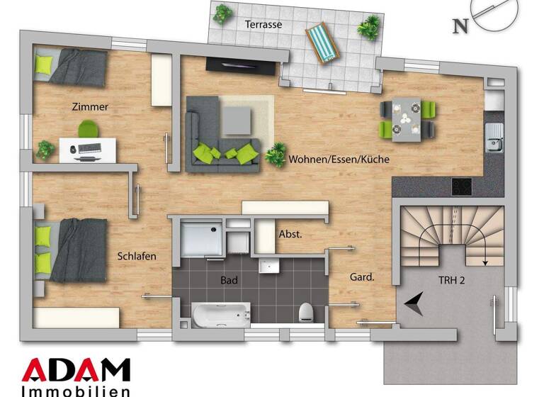 Terrassenwohnung zur Miete 1.050 € 2 Zimmer 93 m² frei ab 01.06.2026 Hauptstraße 160 Kehl 77694